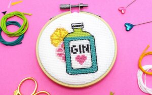 'GIN TIME' Mini Cross Stitch