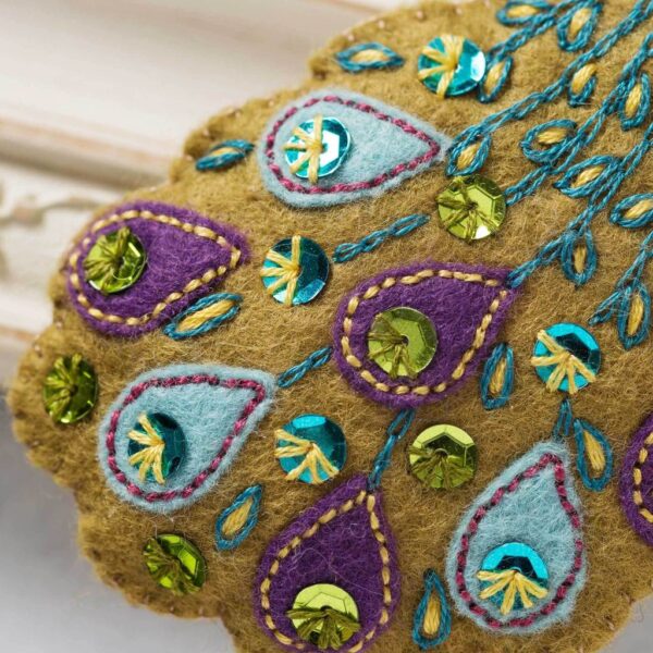 Corinne-Lapierre-Felt-Peacock-Embroidery-Craft-Kit