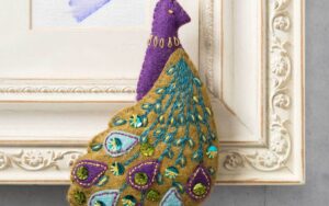 Corinne-Lapierre-Felt-Peacock-Embroidery-Craft-Kit