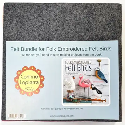 Pack of coloured felt to make felt birds.