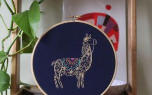 Llama Embroidery Hoop Kit
