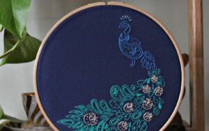 Peacock Embroidery Hoop Kit
