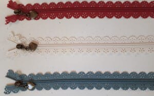 Lace edged zips
