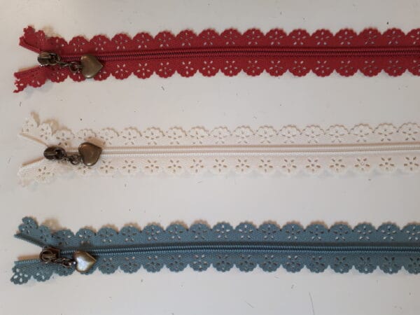 Lace edged zips