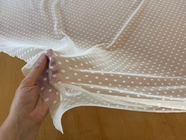 Ivory / Cream Polka Dot Tulle £6 p/m - Image 3