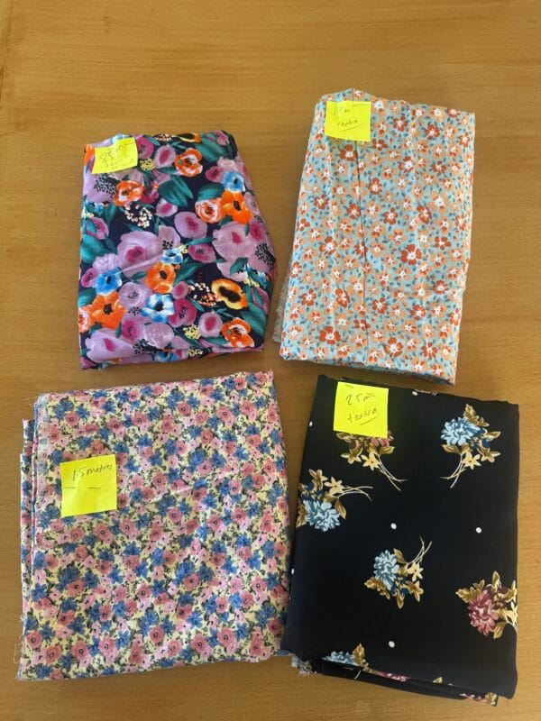 Floral Viscose - Black with white polka dots and flower print. 2.5m length. - Image 2